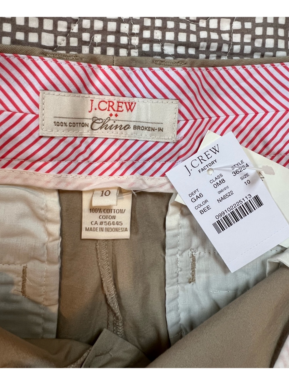 NWT JCrew Factory Chino shorts, 3-inch inseam, Khaki color, Size 10 - Picture 3 of 6